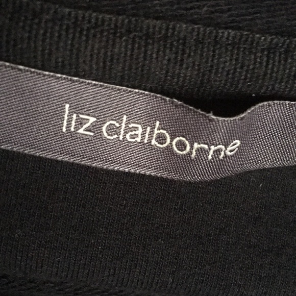 Hoodie Liz Claiborne Full 2 Way Zip Black Topstitched Patch pockets EUC LG - Picture 10 of 12